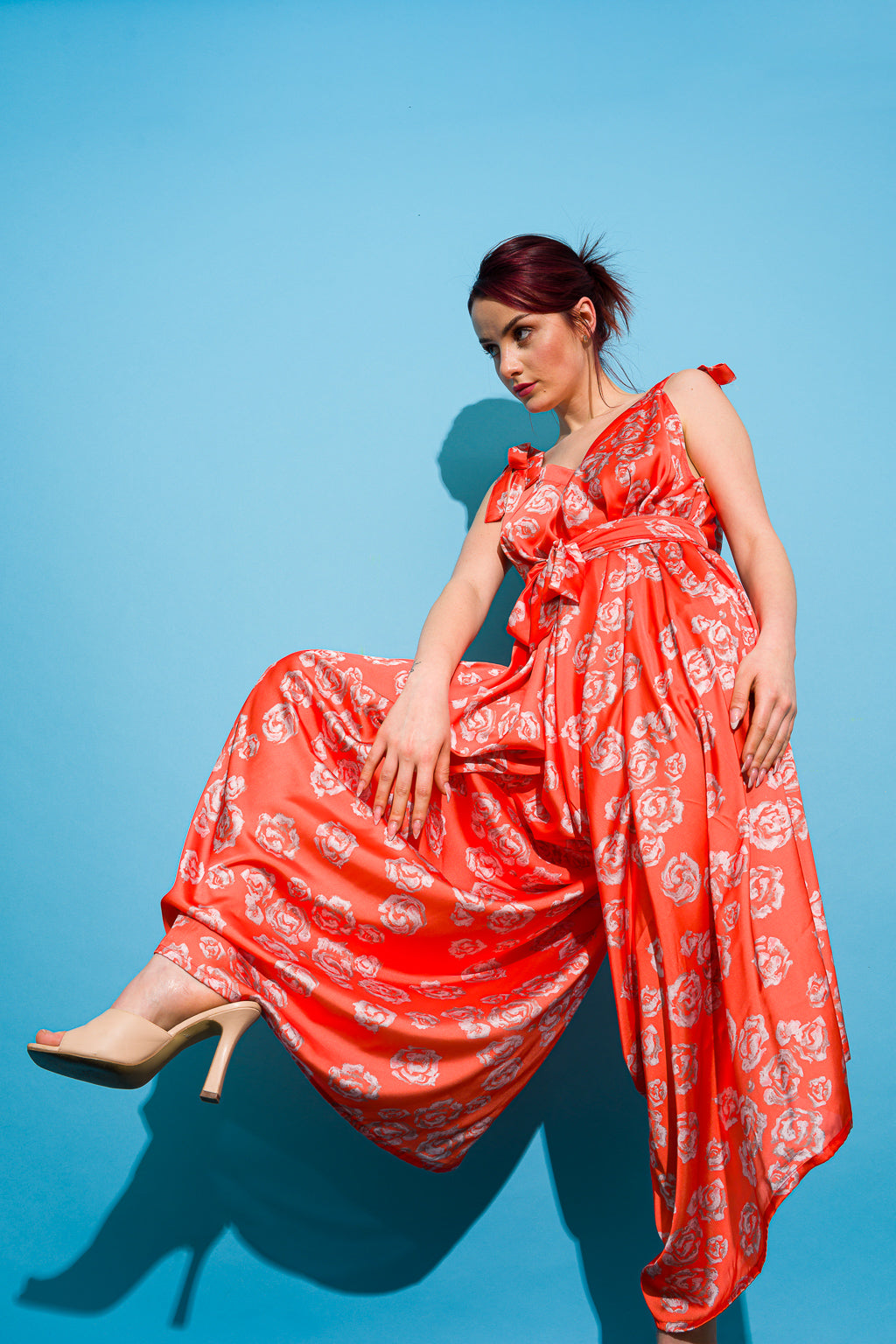 Satin jumpsuit with roses print Satin jumpsuit with roses print