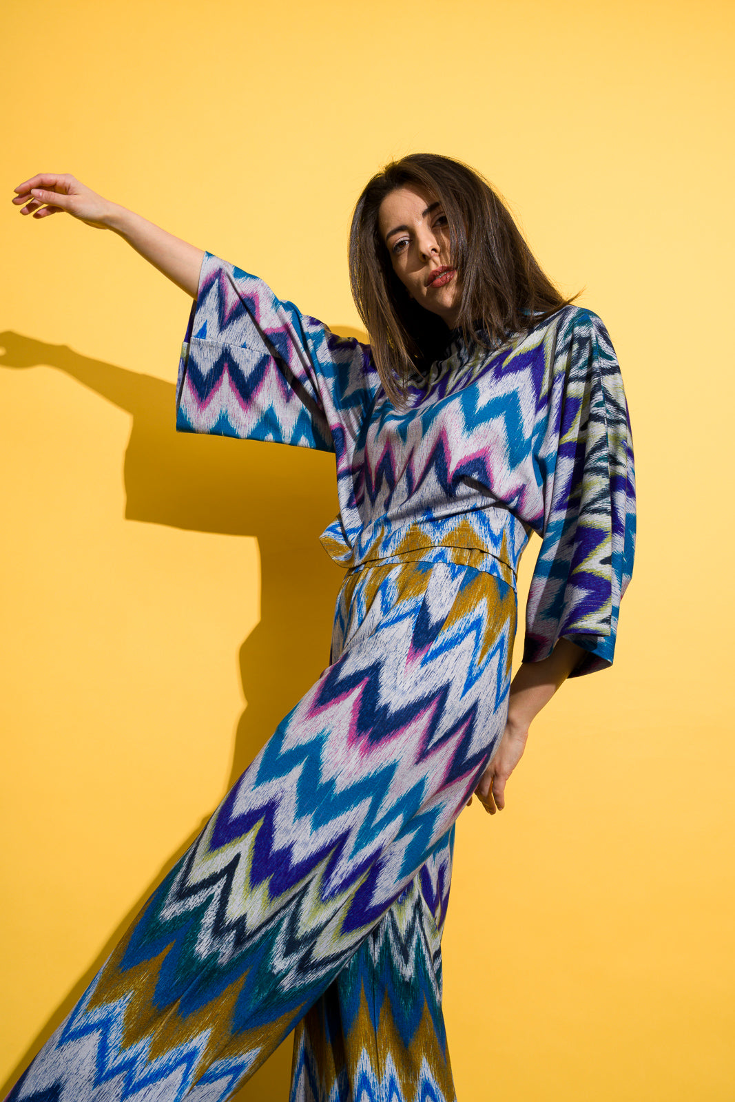 Colourful pants with a loose design Colourful pants with a loose design