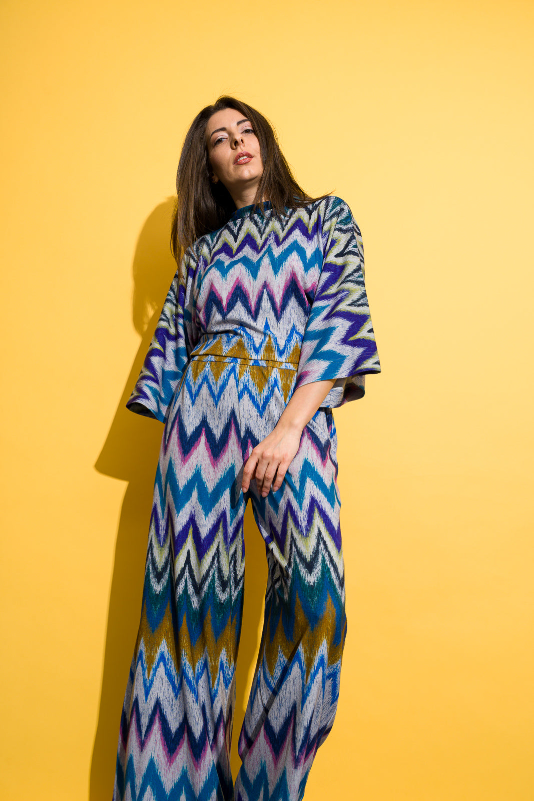 Colourful pants with a loose design Colourful pants with a loose design