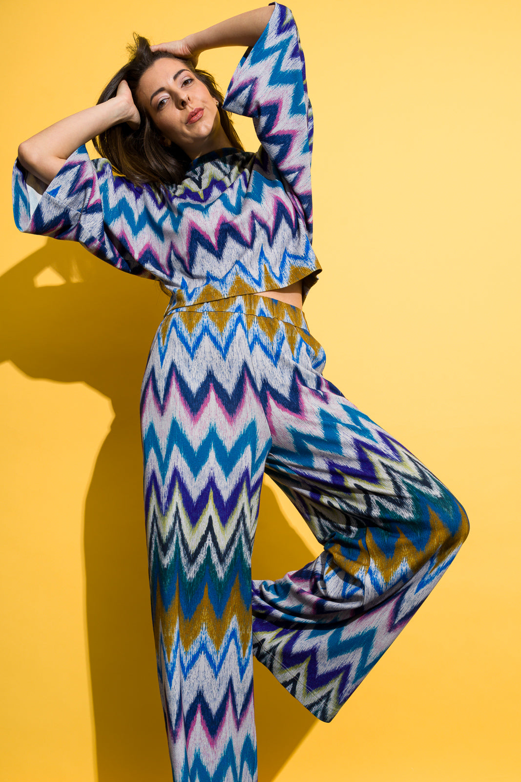 Colourful pants with a loose design Colourful pants with a loose design