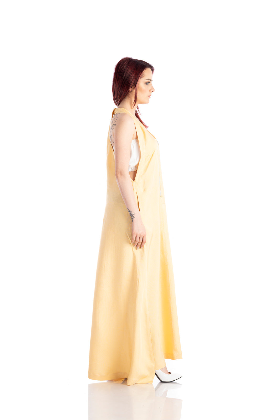 Loose dress in yellow linen Loose dress in yellow linen