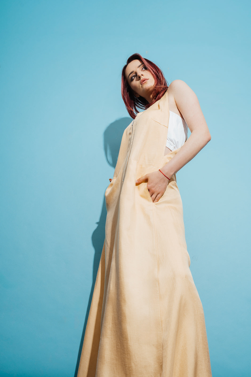 Loose dress in yellow linen Loose dress in yellow linen