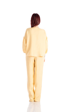 Blouse in yellow linen with 3/4 sleeves