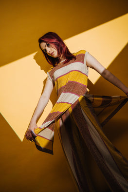 Sleeveless tunic in yellow viscose