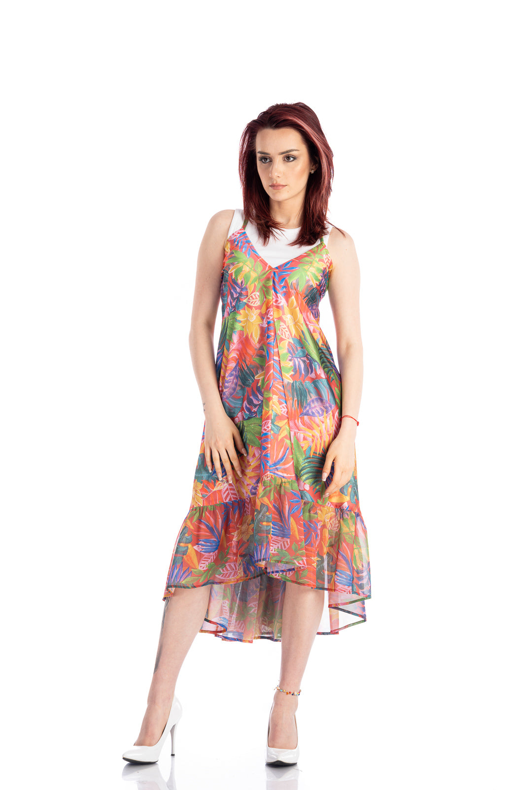 Midi tropic summer dress with laces on the back Midi tropic summer dress with laces on the back