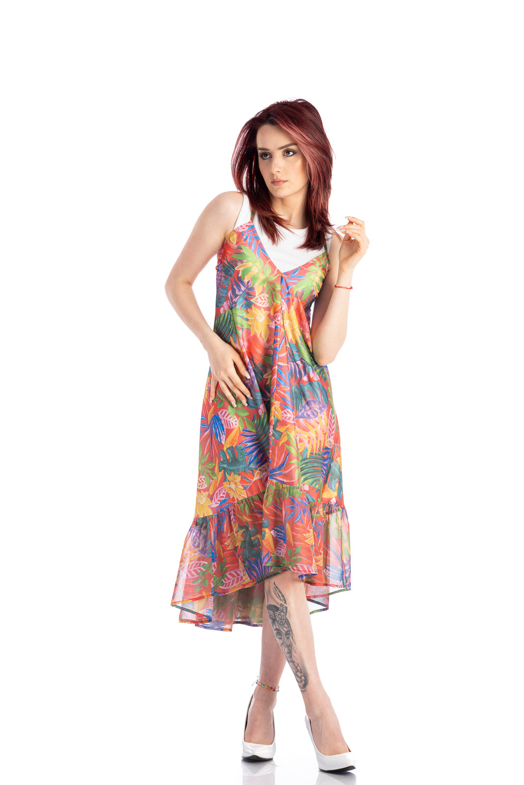 Midi tropic summer dress with laces on the back Midi tropic summer dress with laces on the back