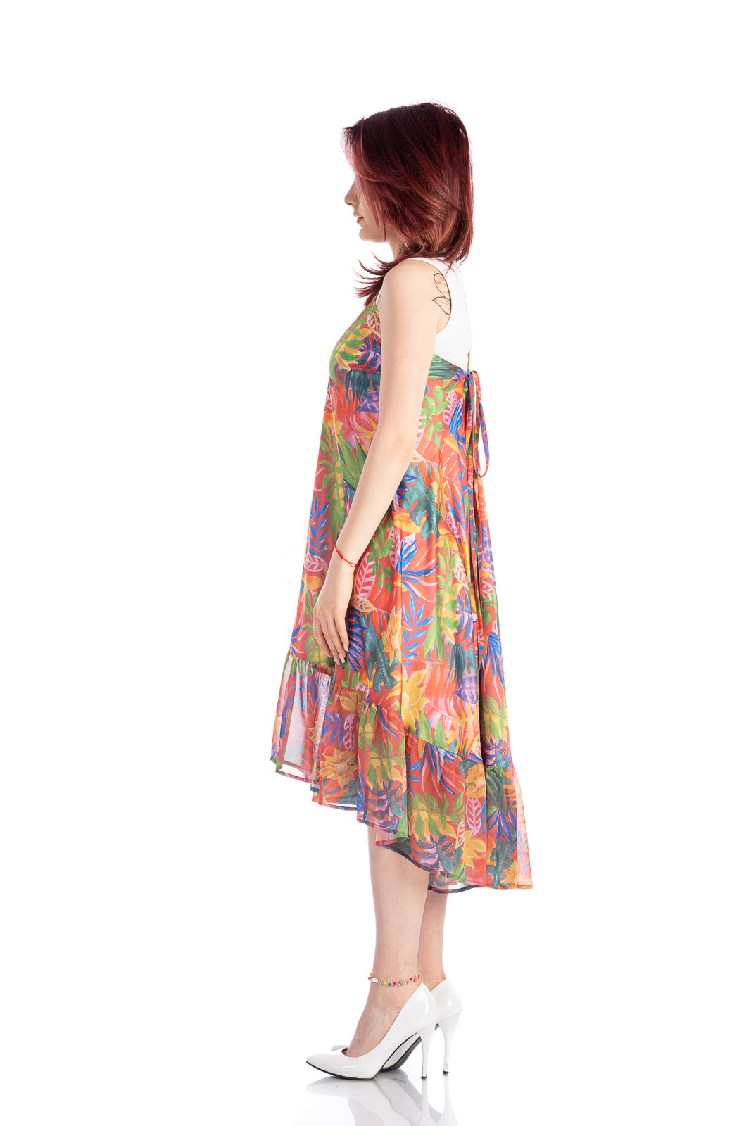 Midi tropic summer dress with laces on the back Midi tropic summer dress with laces on the back