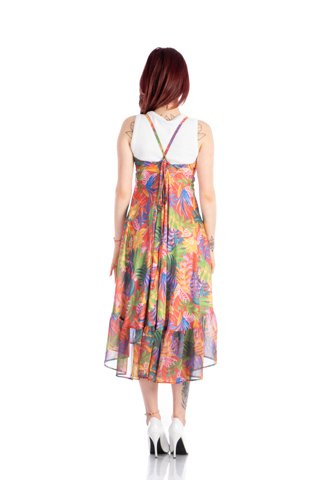 Midi tropic summer dress with laces on the back Midi tropic summer dress with laces on the back