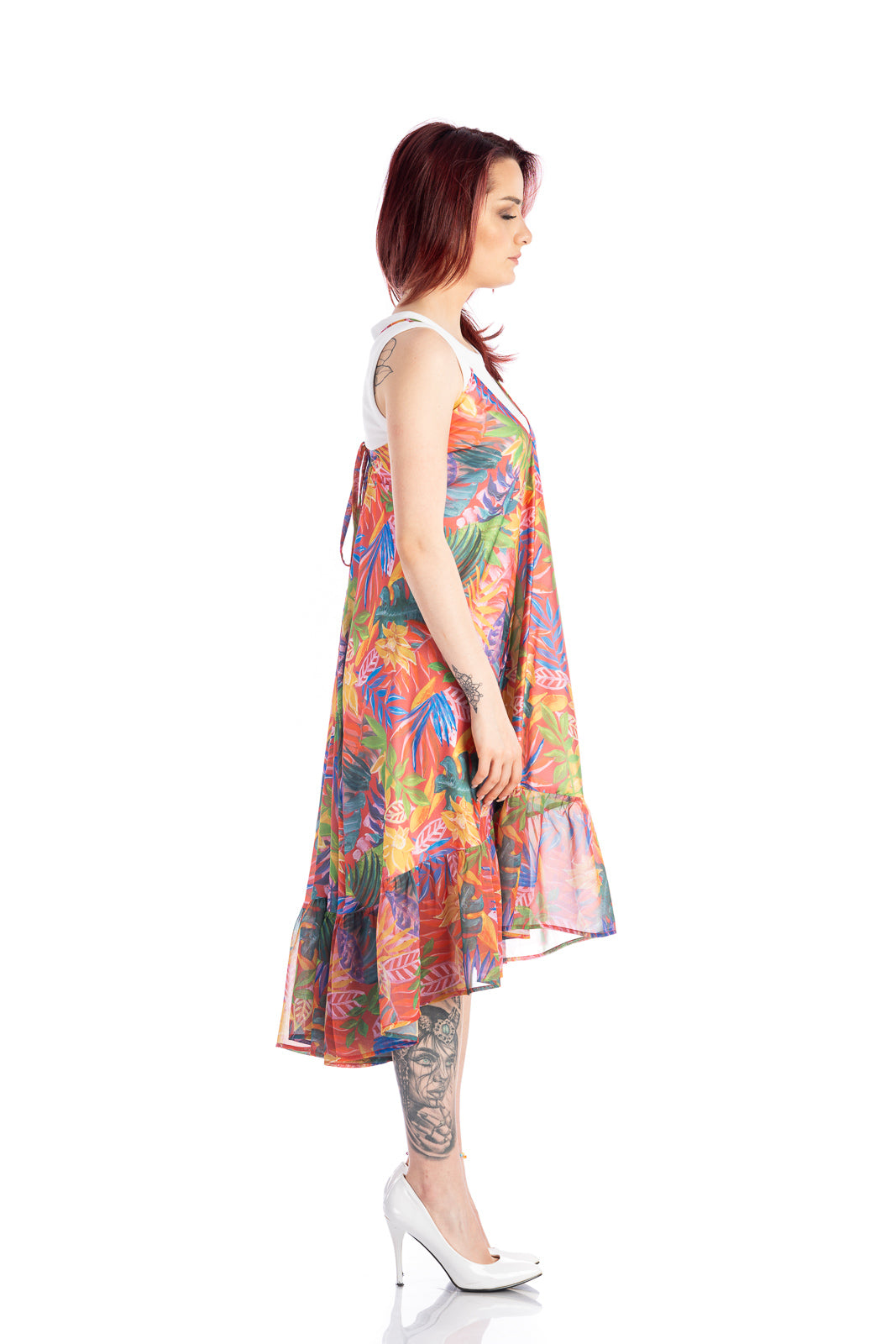 Midi tropic summer dress with laces on the back Midi tropic summer dress with laces on the back