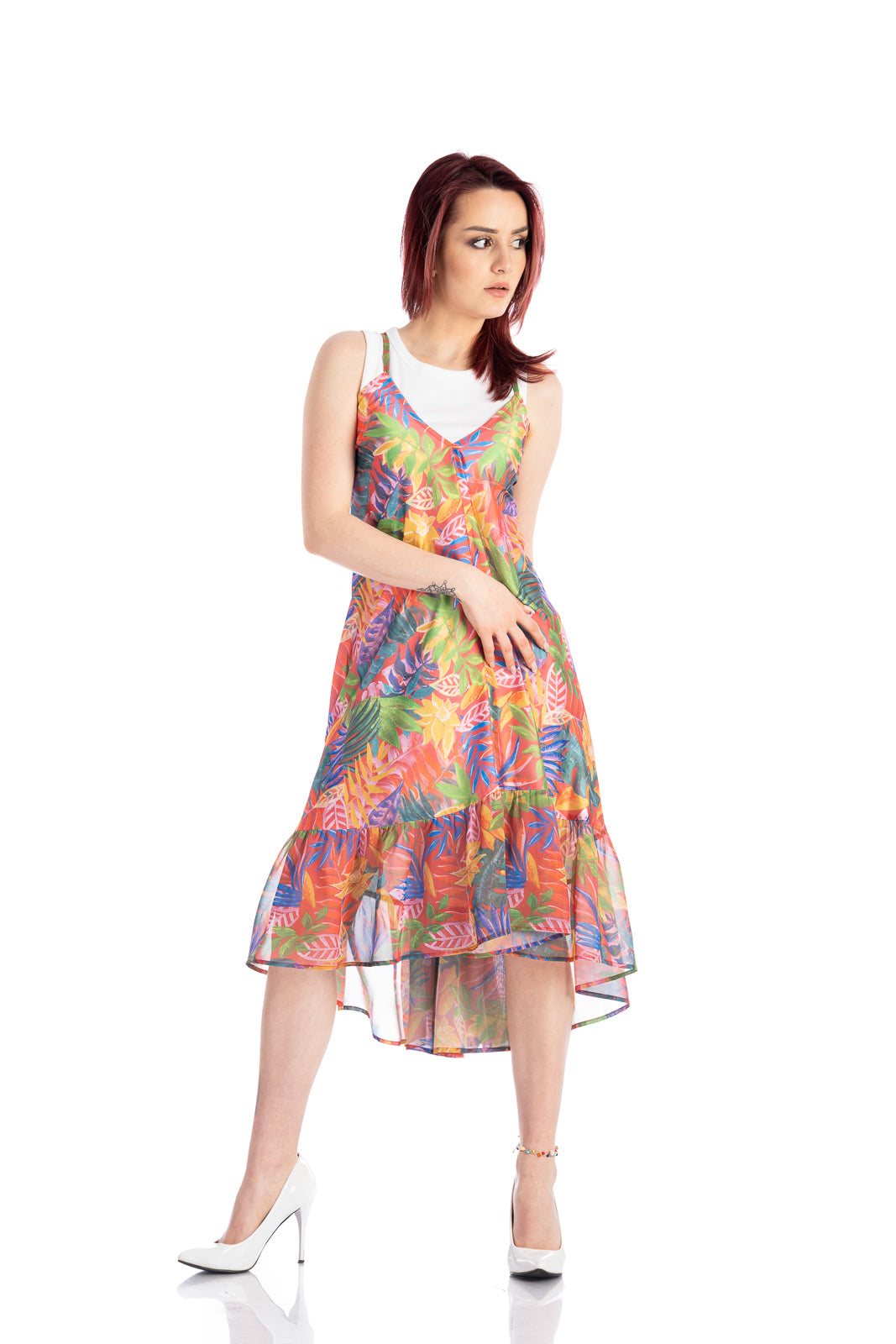 Midi tropic summer dress with laces on the back Midi tropic summer dress with laces on the back