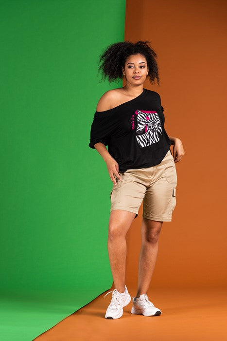 Short cotton jersey blouse in black with short sleeves Short cotton jersey blouse in black with short sleeves