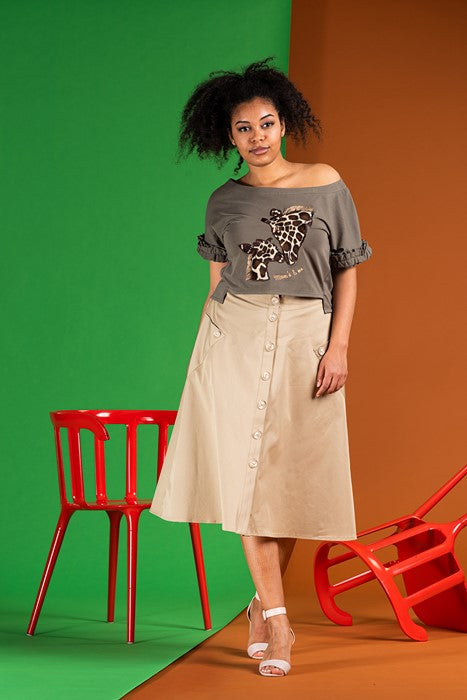 Short cotton jersey blouse in green with short sleeves Short cotton jersey blouse in green with short sleeves
