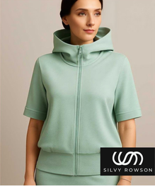 Mint Zip-Up Cropped Hoodie