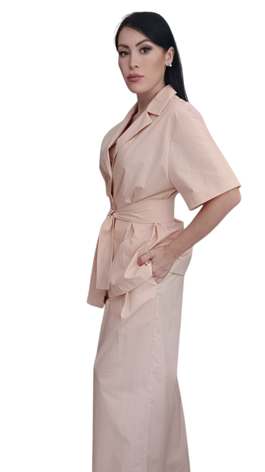 Apricot Cotton Belted Shirt Jacket Apricot Cotton Belted Shirt Jacket
