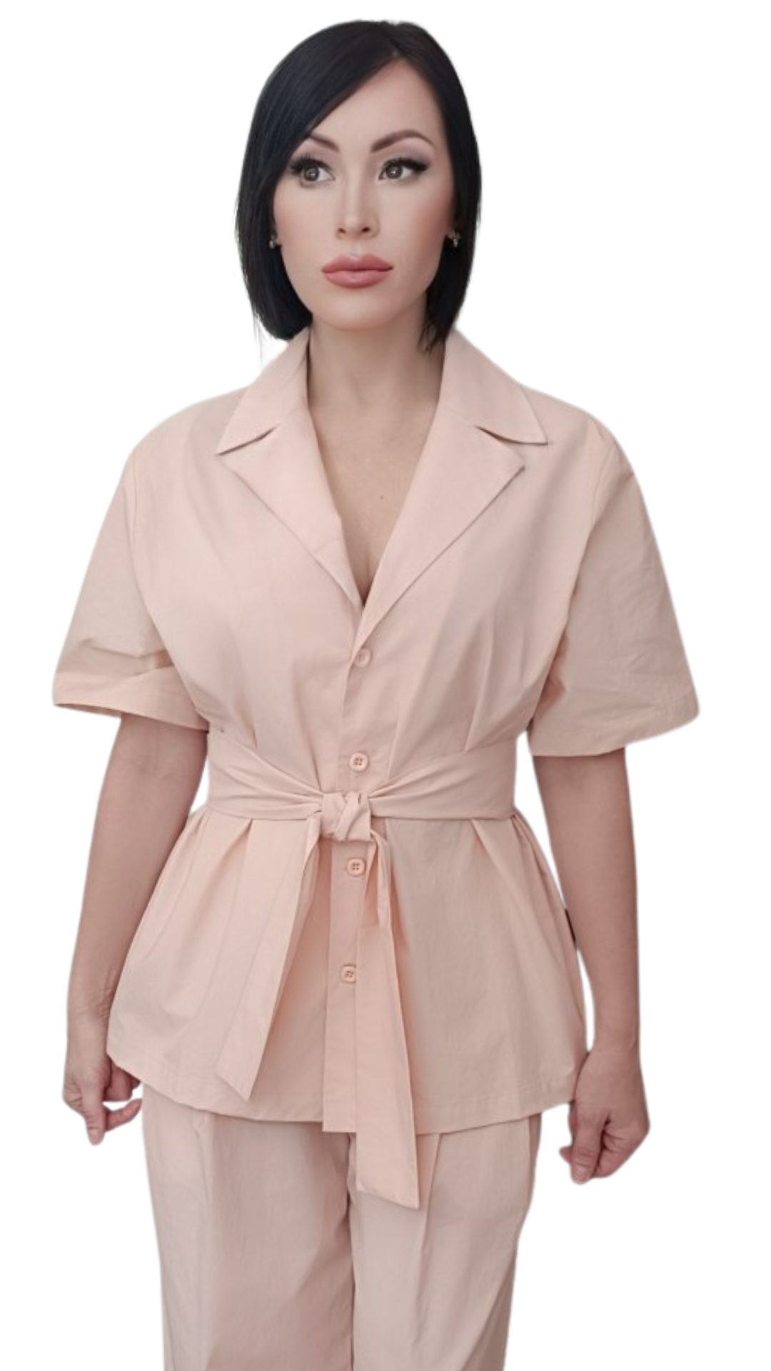 Apricot Cotton Belted Shirt Jacket Apricot Cotton Belted Shirt Jacket