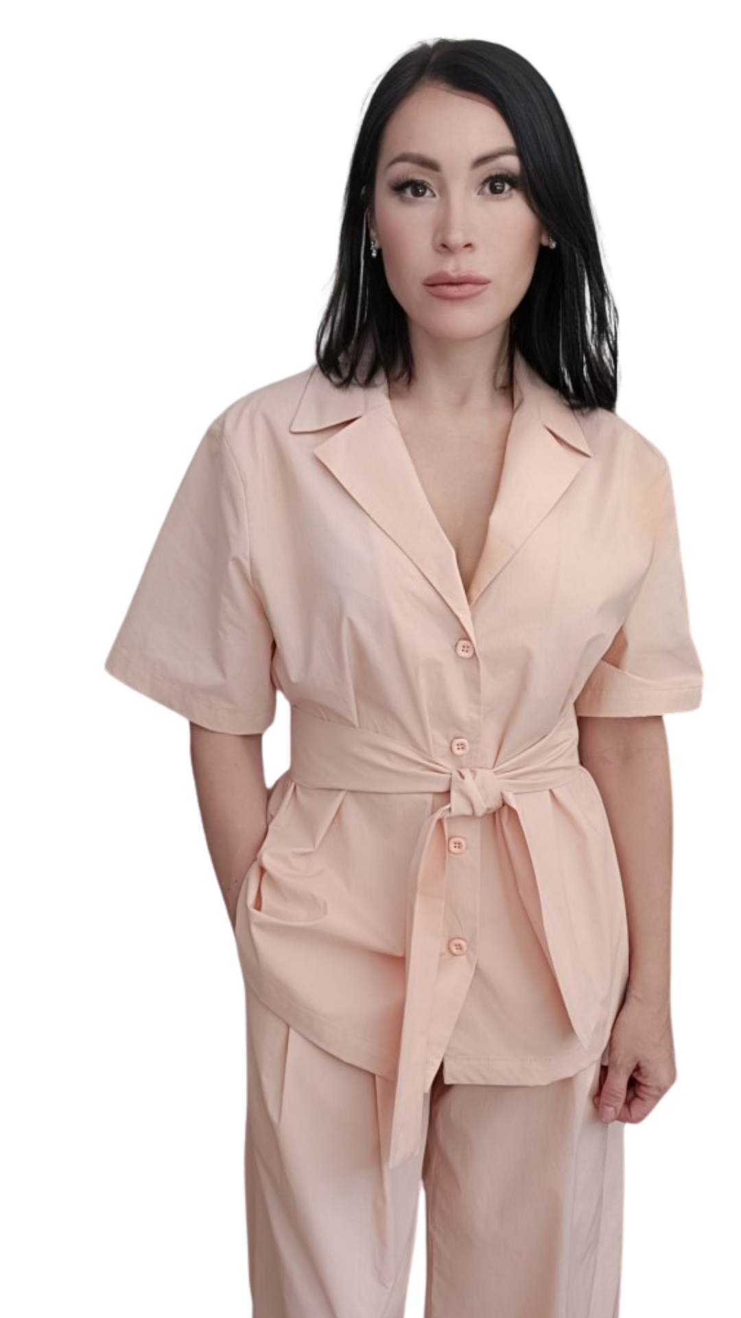 Apricot Cotton Belted Shirt Jacket Apricot Cotton Belted Shirt Jacket