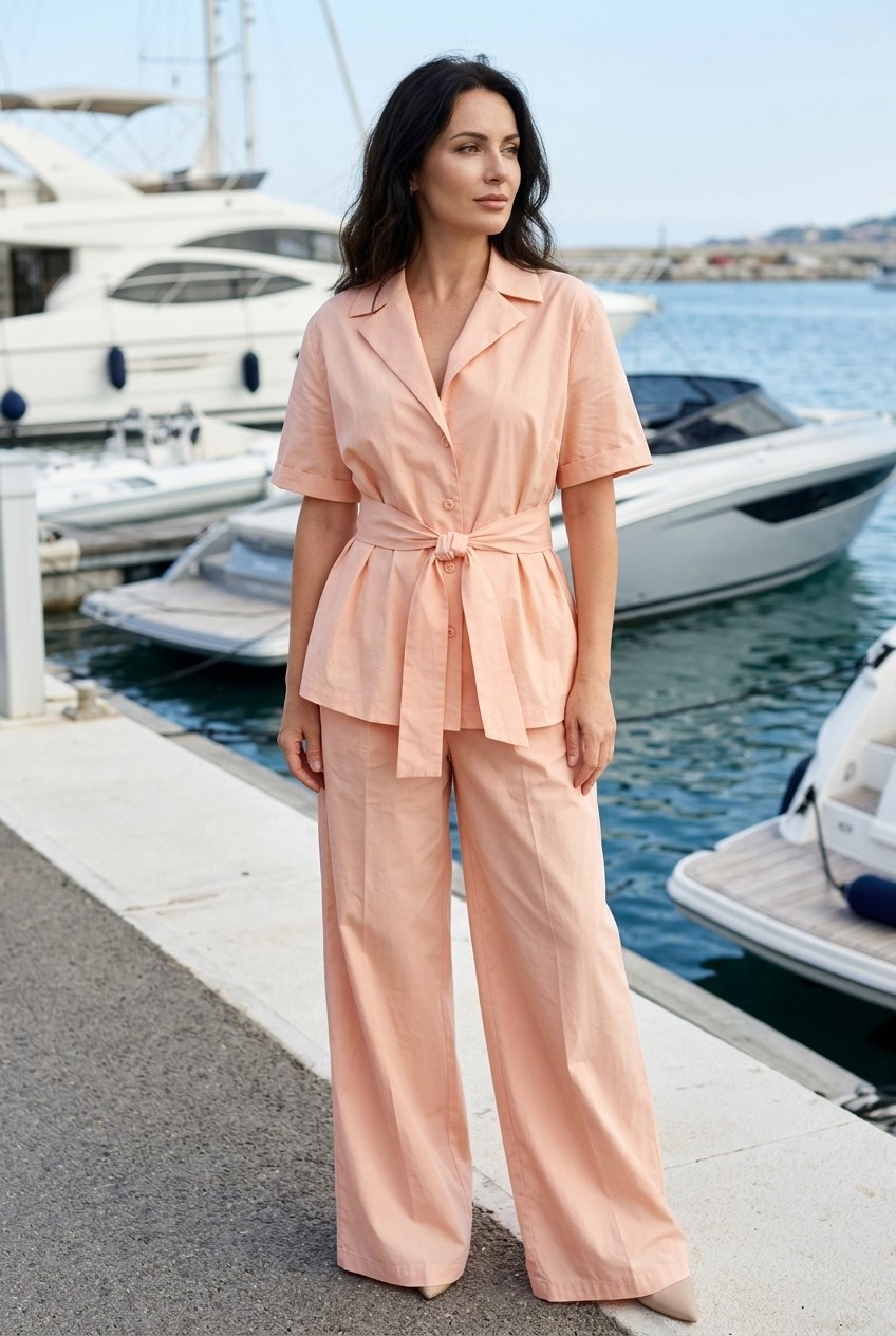 Apricot Cotton Belted Shirt Jacket Apricot Cotton Belted Shirt Jacket