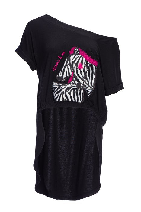 Cotton jersey blouse in black with short sleeves Cotton jersey blouse in black with short sleeves