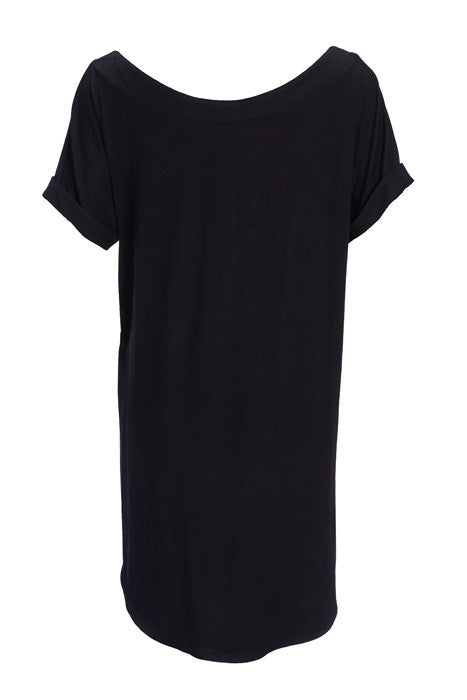Cotton jersey blouse in black with short sleeves Cotton jersey blouse in black with short sleeves