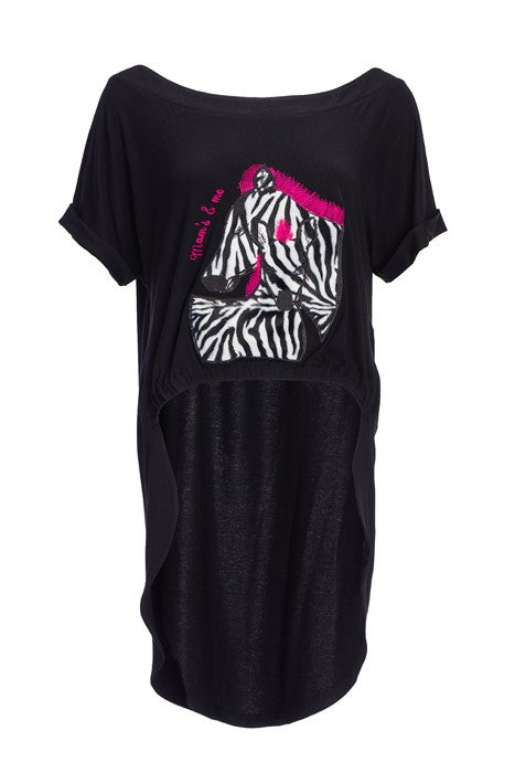 Cotton jersey blouse in black with short sleeves Cotton jersey blouse in black with short sleeves