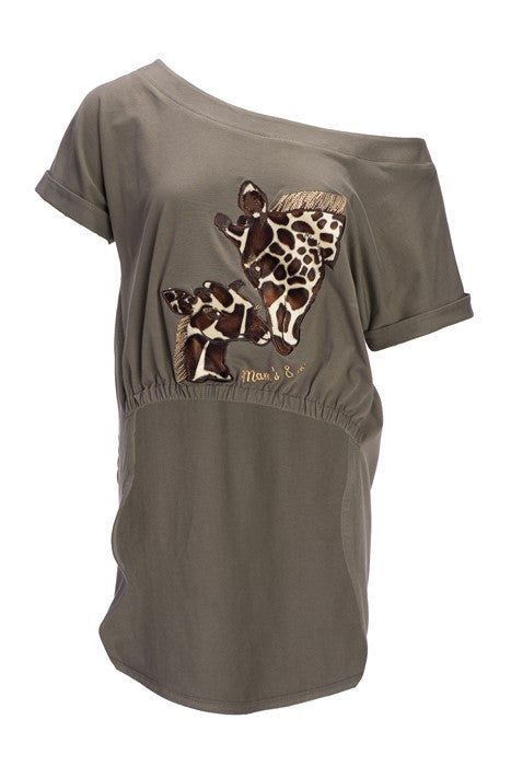 Cotton jersey blouse in green with short sleeves Cotton jersey blouse in green with short sleeves