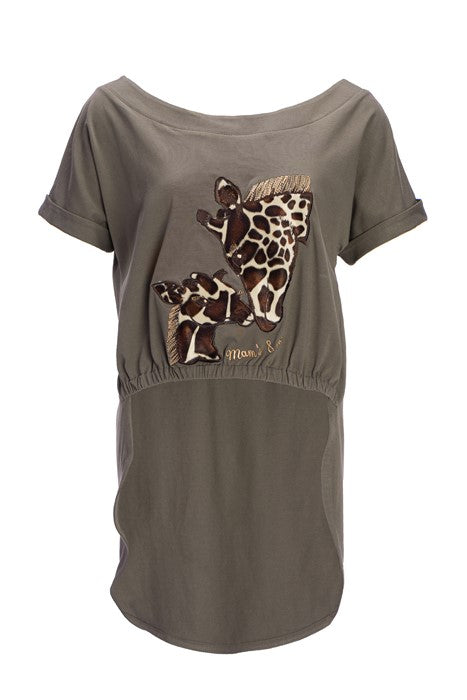 Cotton jersey blouse in green with short sleeves Cotton jersey blouse in green with short sleeves