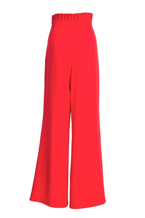 Raspberry Flared Trousers With Pleated Belt Raspberry Flared Trousers With Pleated Belt