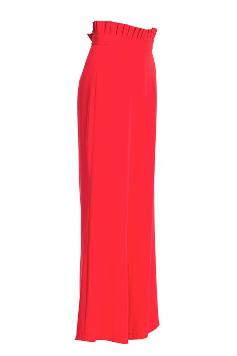 Raspberry Flared Trousers With Pleated Belt Raspberry Flared Trousers With Pleated Belt