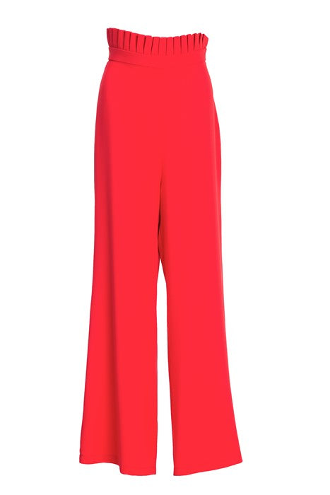 Raspberry Flared Trousers With Pleated Belt Raspberry Flared Trousers With Pleated Belt
