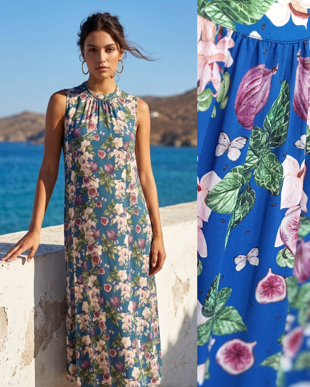 Dress Maxi Blue Viscose figs Dress Maxi Blue Viscose figs