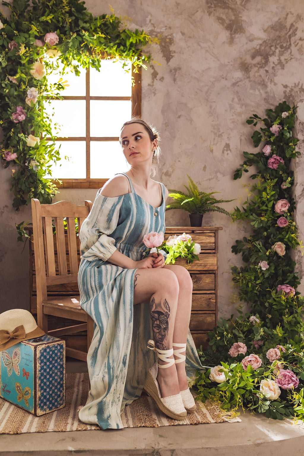 Off shoulder linen dress Off shoulder linen dress