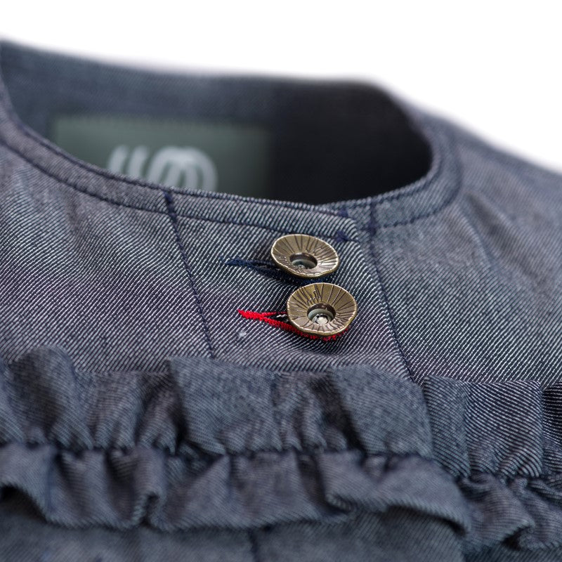 Giubbino corto con arricciatura sul davanti in colore blu scuro Giubbino corto con arricciatura sul davanti in colore blu scuro