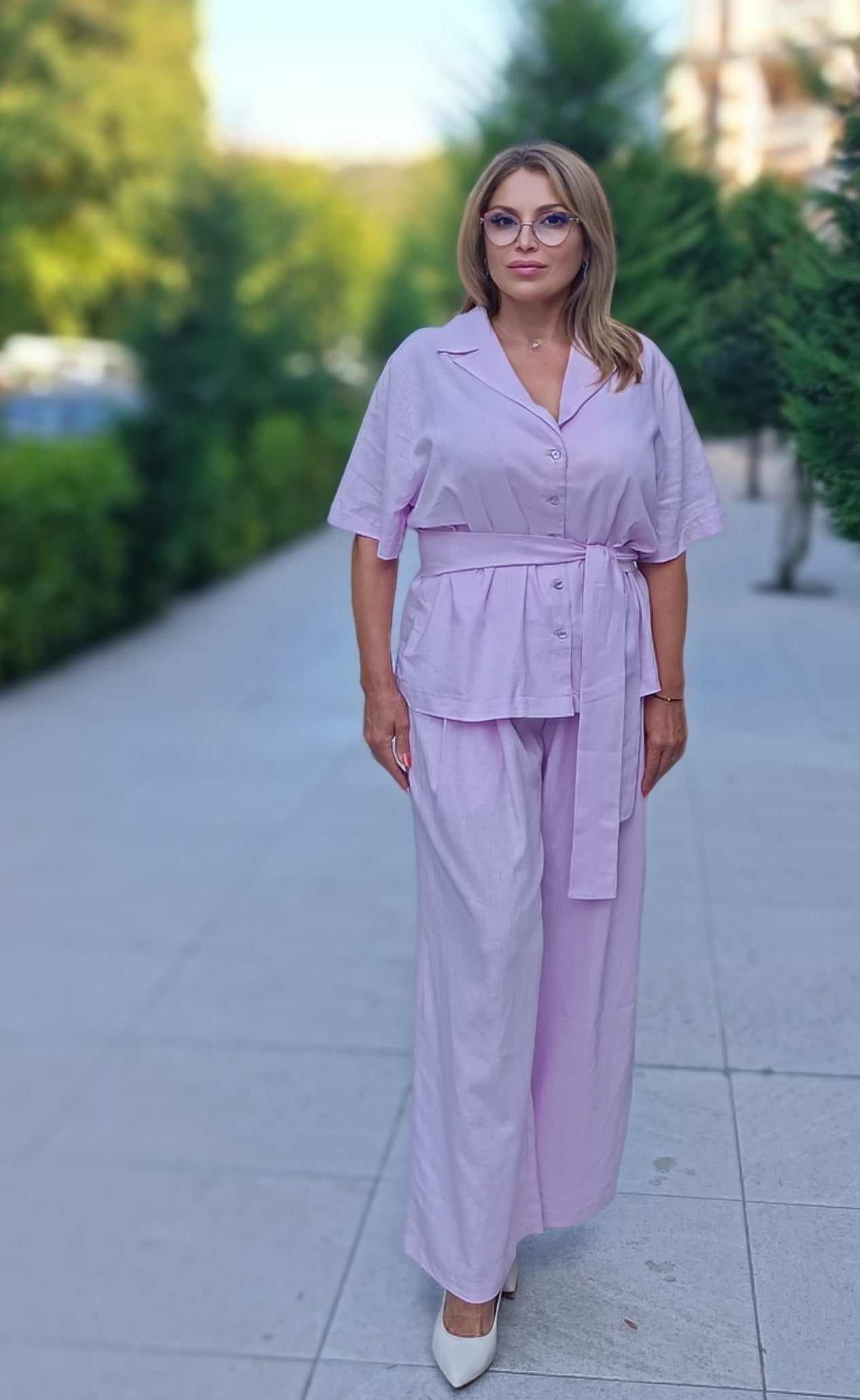 Lilac Linen Belted Shirt Jacket Lilac Linen Belted Shirt Jacket