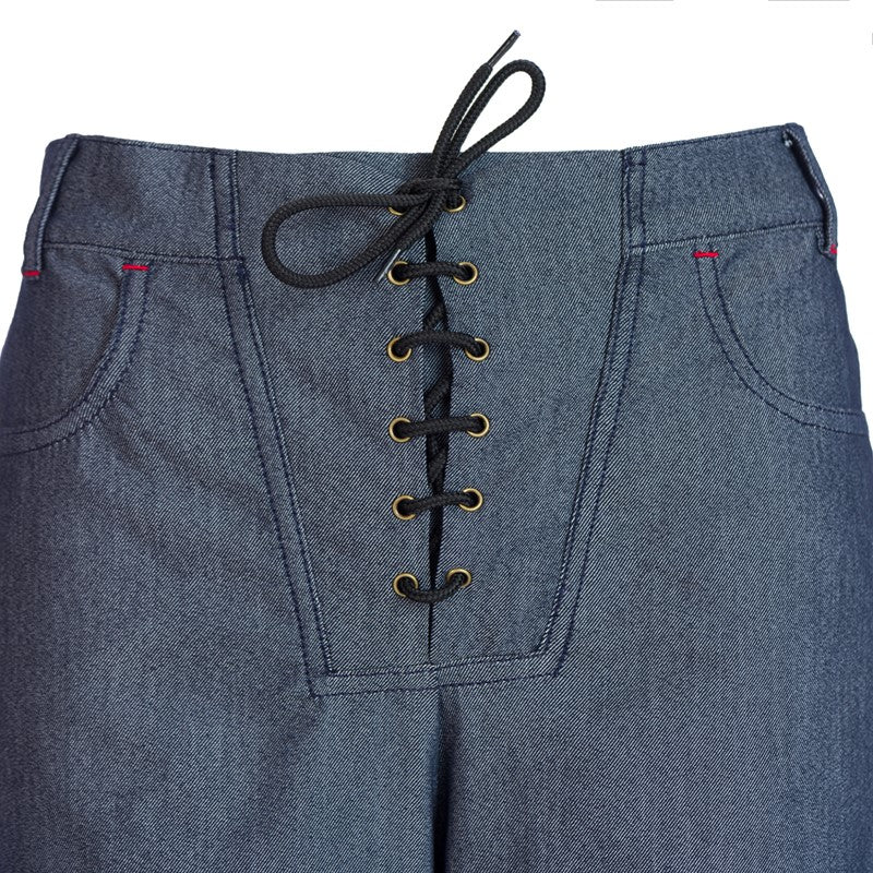 Straight trousers with wide hem in dark blue Straight trousers with wide hem in dark blue