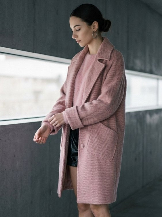 ROSE HERRINGBONE WOOL COAT ROSE HERRINGBONE WOOL COAT