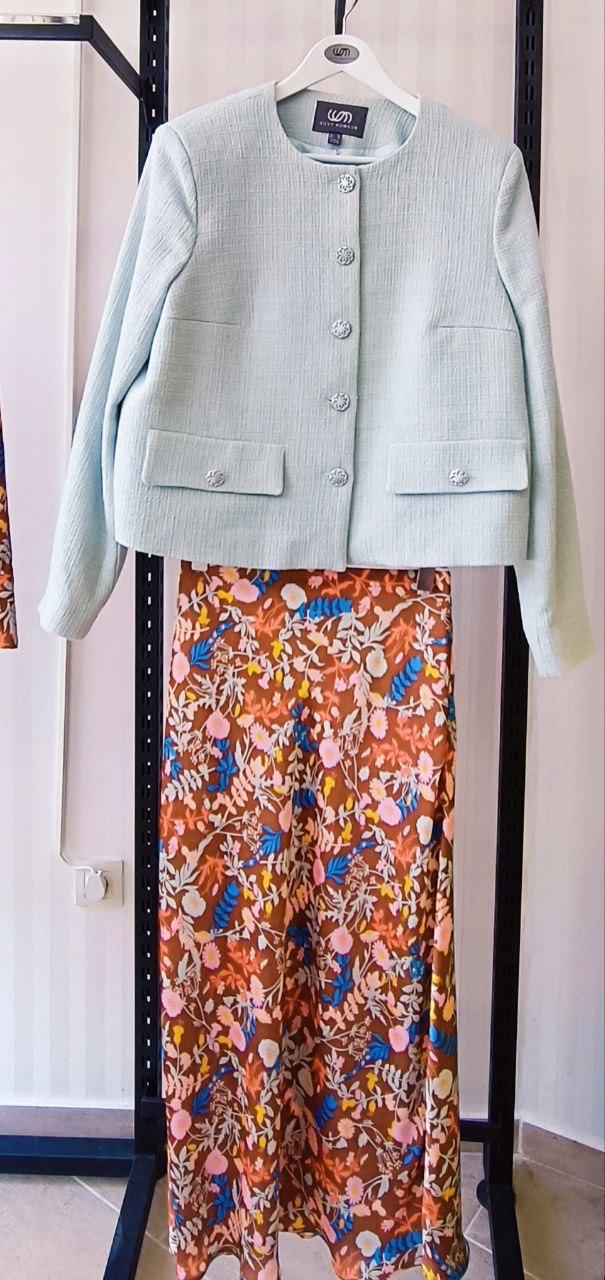 Saten Bias Cut Skirt with Floral Print-brown Saten Bias Cut Skirt with Floral Print-brown