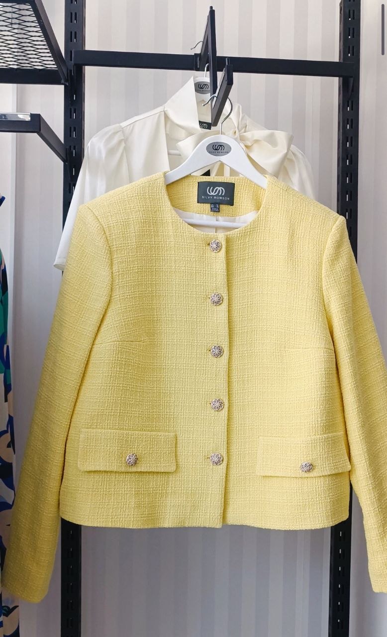 Collarless Bouclé Jacket yellow Collarless Bouclé Jacket yellow