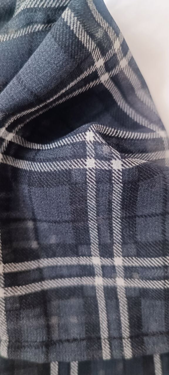 Black Checked Blouse with White Collar and Cuffs – Tailored Fit Black Checked Blouse with White Collar and Cuffs – Tailored Fit