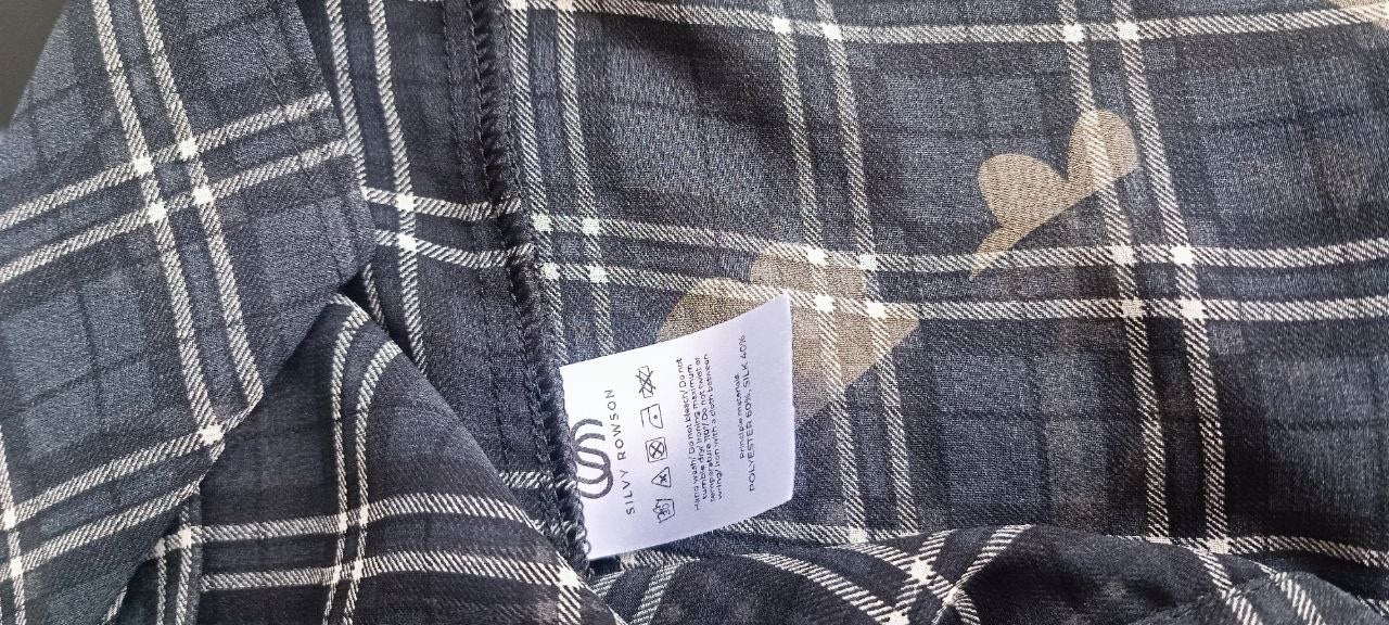 Black Checked Blouse with White Collar and Cuffs – Tailored Fit Black Checked Blouse with White Collar and Cuffs – Tailored Fit