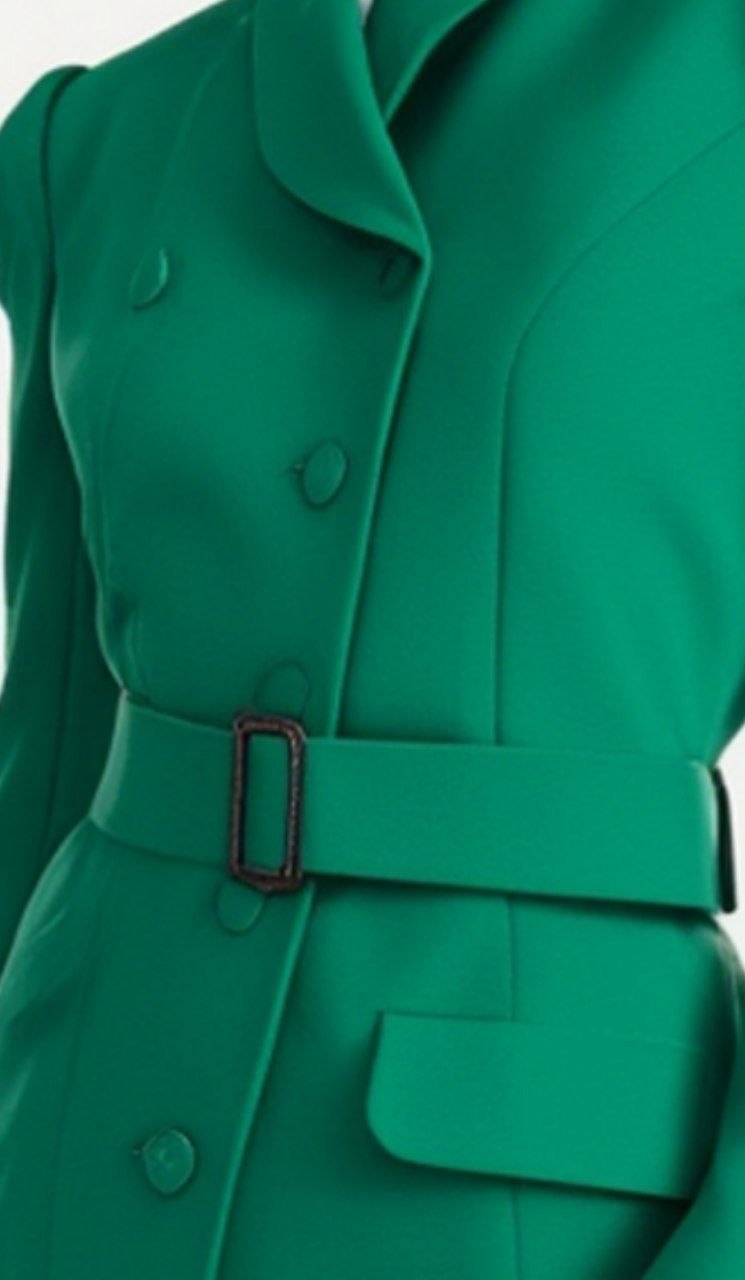 Double-breasted Dress with Bouffon sleeves in Green Double-breasted Dress with Bouffon sleeves in Green