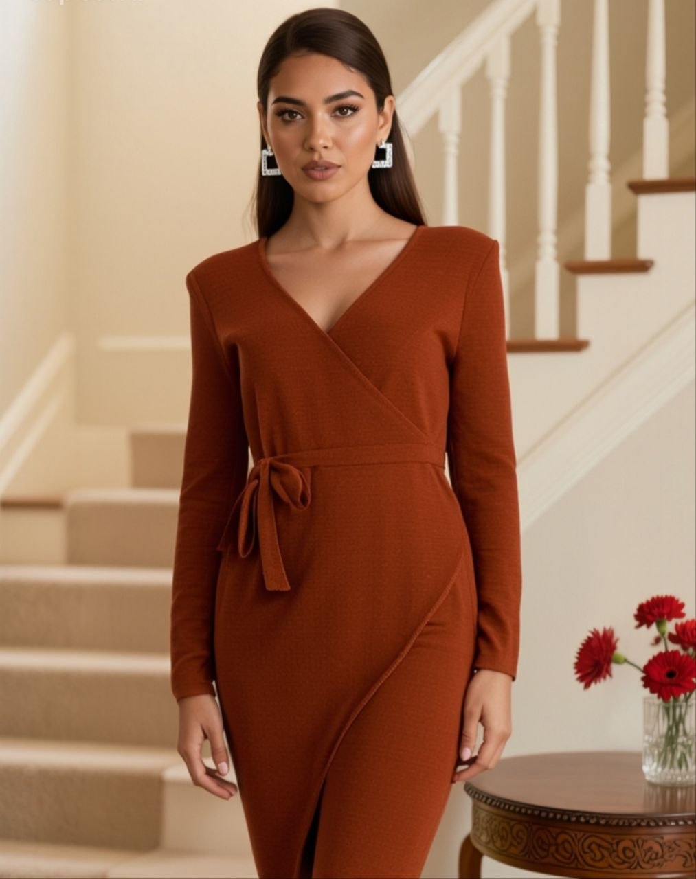 Плетена рокля hugg me style в ръждиво кафяво Плетена рокля hugg me style в ръждиво кафяво