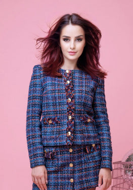 Short coat blue boucle