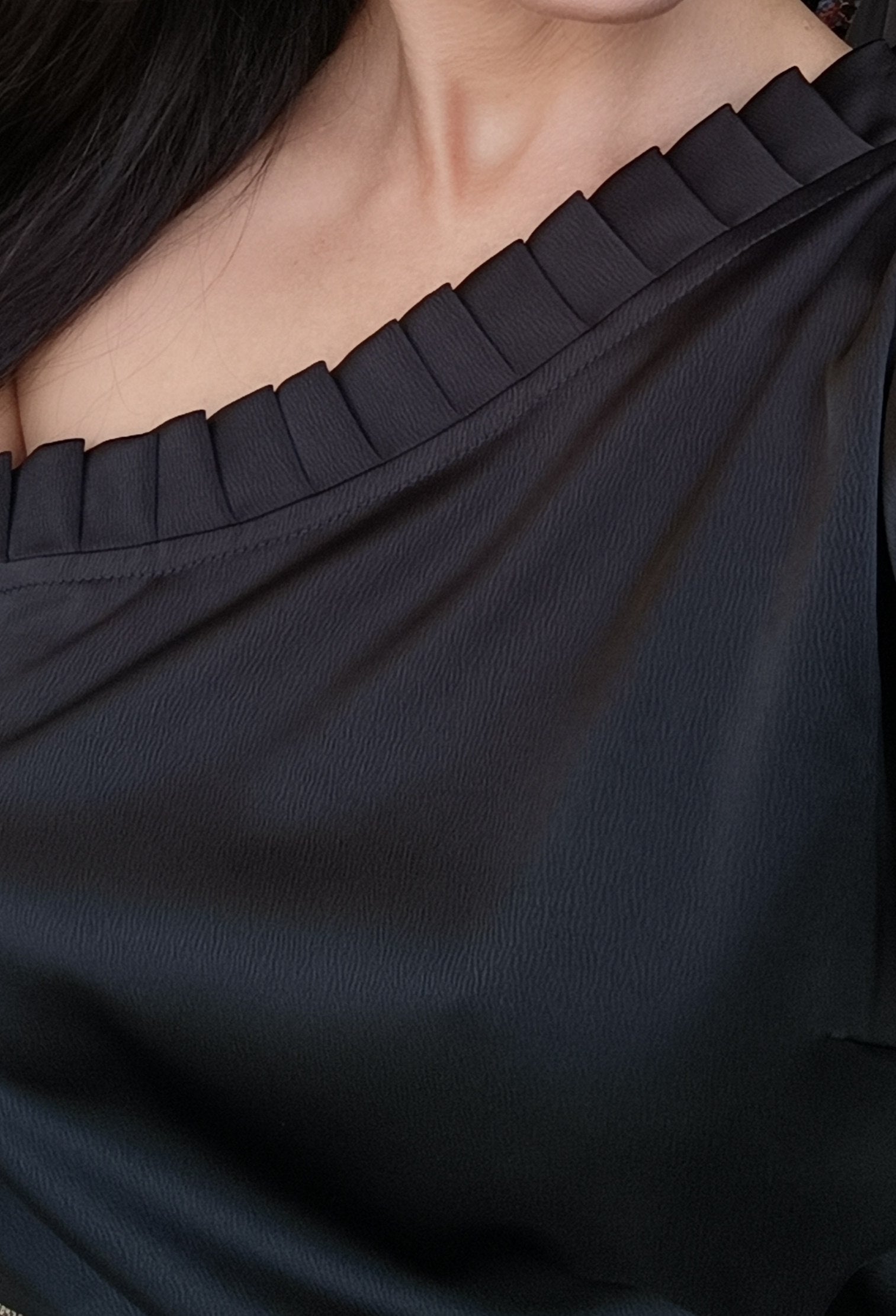 Pleated Off Shoulder Satin Blouse Pleated Off Shoulder Satin Blouse
