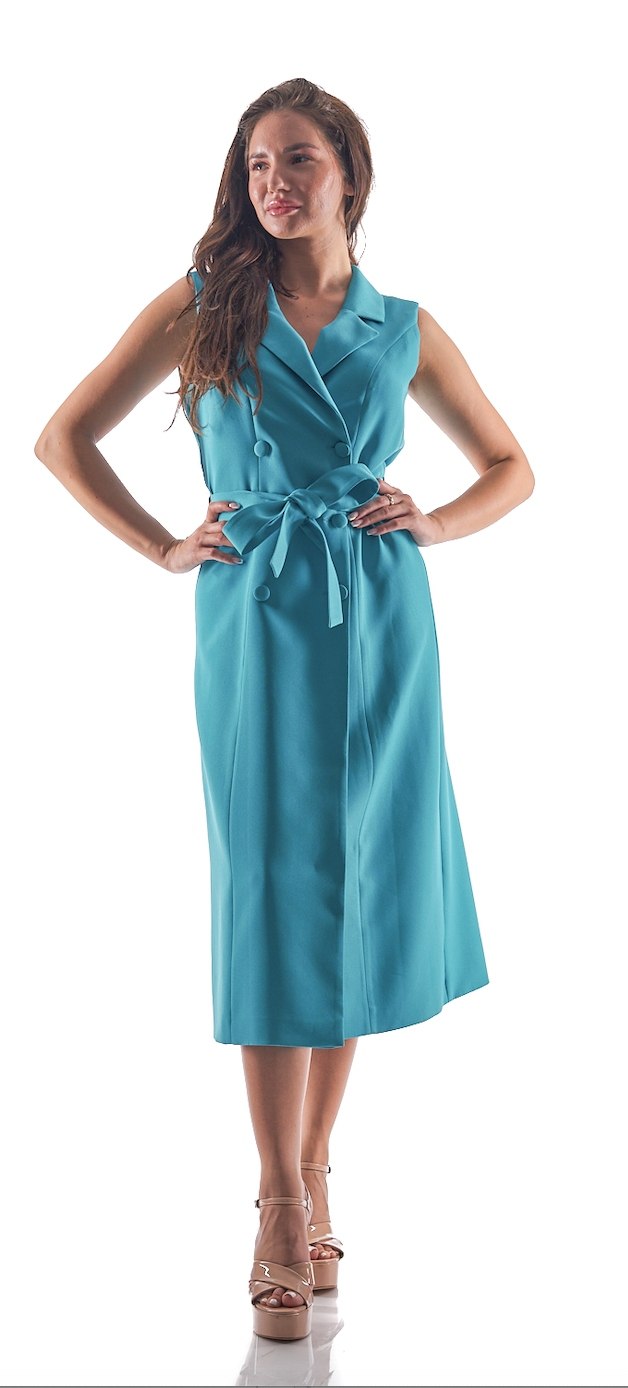 Turquoise Georgette retro midi dress Turquoise Georgette retro midi dress