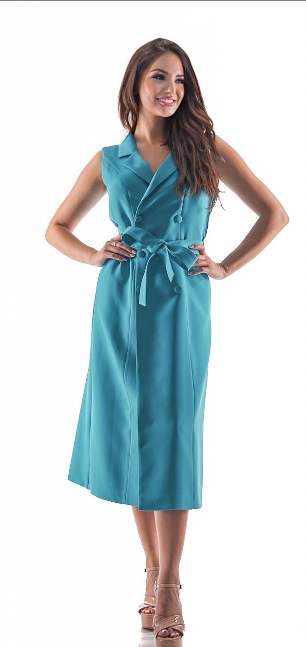Turquoise Georgette retro midi dress Turquoise Georgette retro midi dress