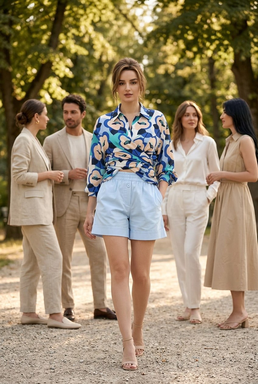 Loose shirt in blue melange Loose shirt in blue melange