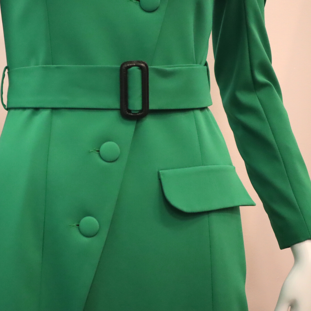 Double-breasted Dress with Bouffon sleeves in Green Double-breasted Dress with Bouffon sleeves in Green