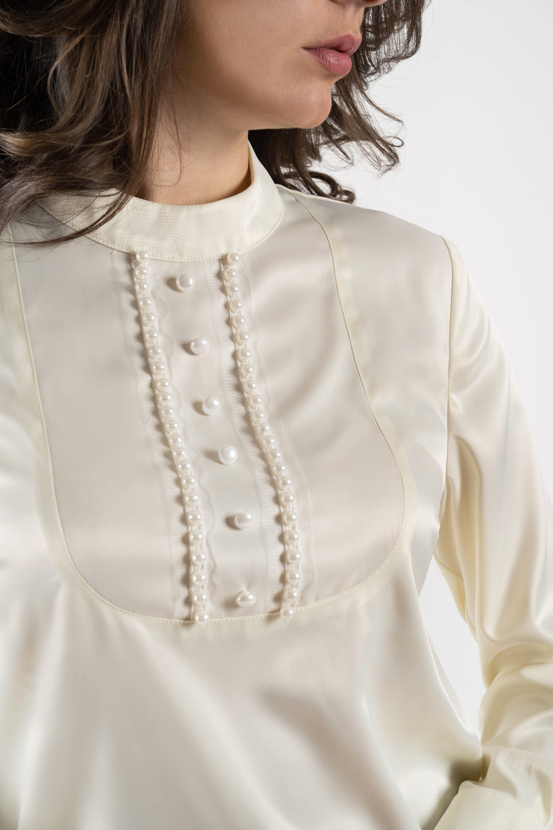 Satin blouse with pearls Satin blouse with pearls