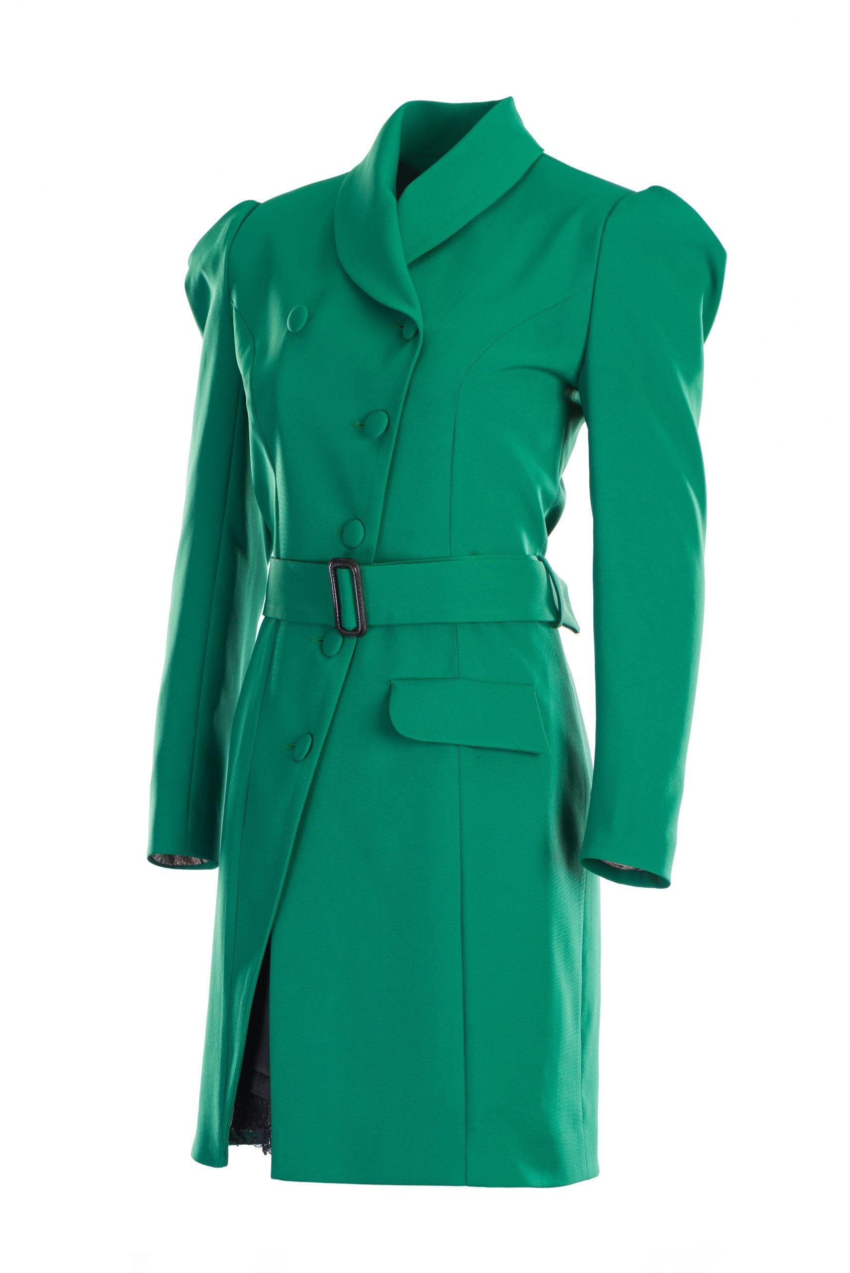 Double-breasted Dress with Bouffon sleeves in Green Double-breasted Dress with Bouffon sleeves in Green