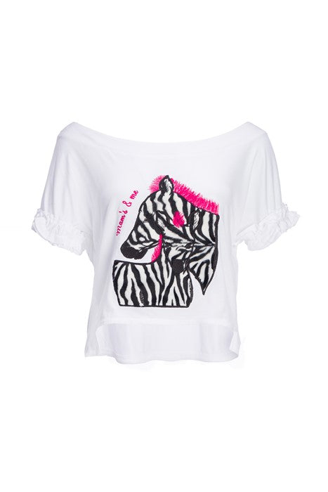 Short cotton jersey blouse in white with short sleeves Short cotton jersey blouse in white with short sleeves
